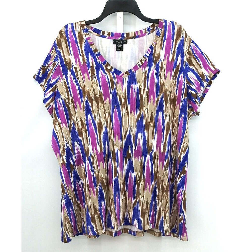 Apostrophe Shirt Womens Plus Size 20/22W Purple Short Sleeve Pullover Top